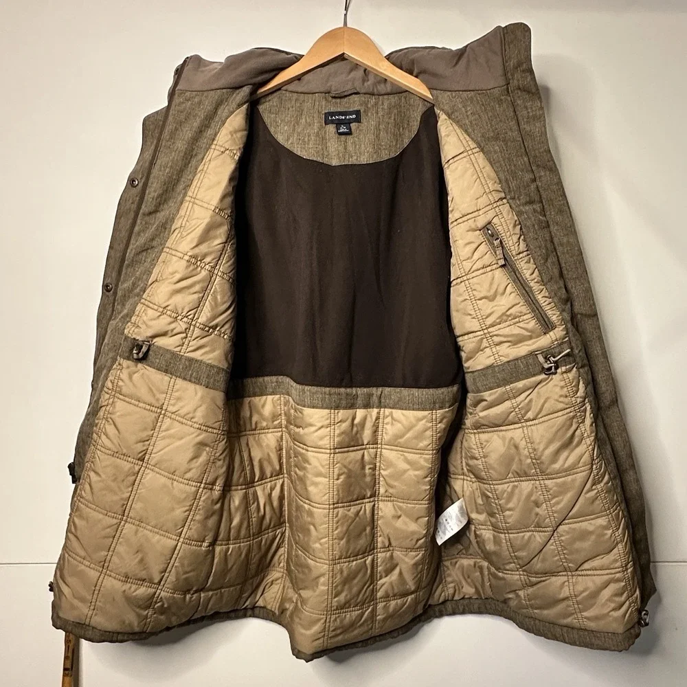 Lands End Hooded Jacket Size Large Winter Coat Brown
